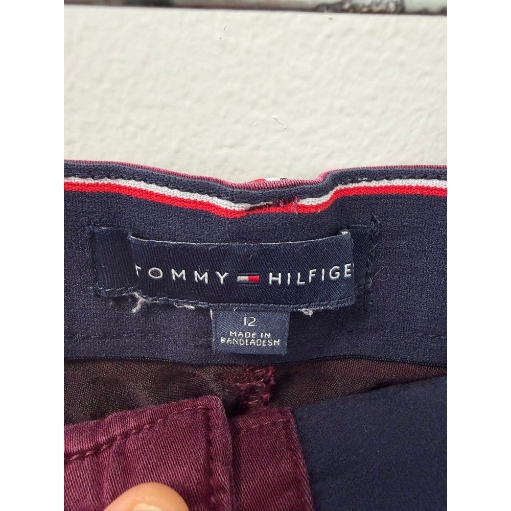 Tommy Hilfiger Womens Burgundy Ankle Pants Size 12 Stretch Slim Fit Wine Red - Picture 5 of 10